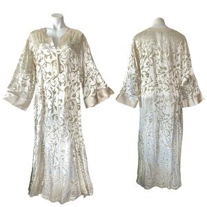 Vintage Glam Neiman Marcus Satin Silk Robe Maxi Brocade Caftan Mumu